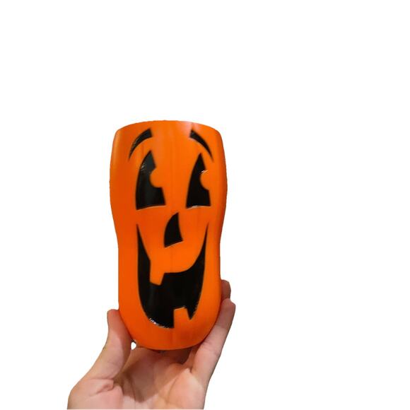 Halloween 6" Orange Jack-o-Lantern Pumpkin Plastic Tumbler Cup - Picture 1 of 3